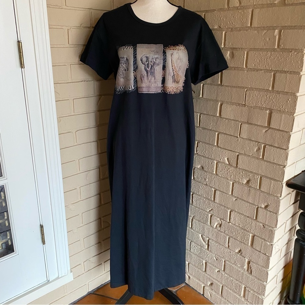 AWESOME WEAR Vintage Safari Print Maxi Dress USA Made Women’s Size Large L